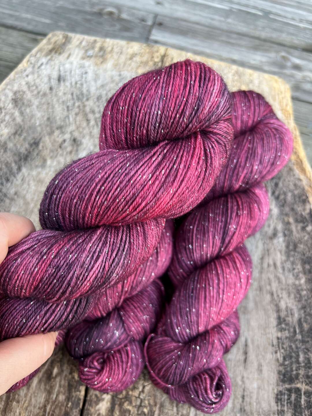 Glitter Merino sock - Black cherry