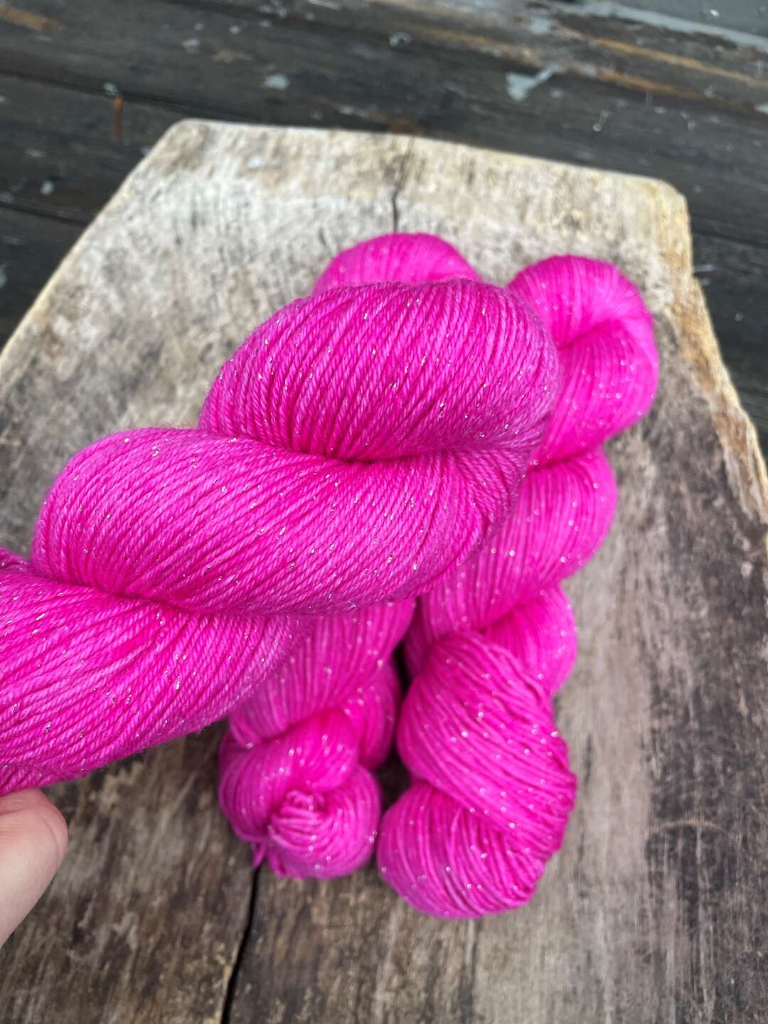 Glitter Merino sock - Hot pink