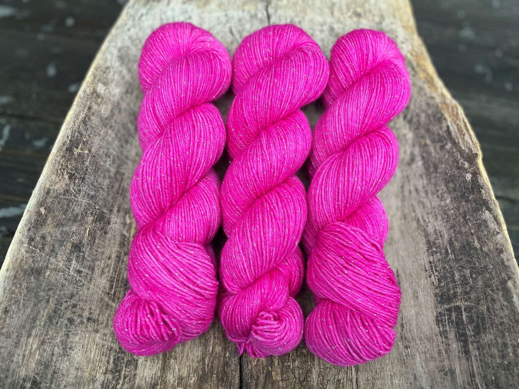 Glitter Merino sock - Hot pink